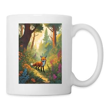 Fuchs im Wald Grün Märchen - Tasse - Weiß - Rechts