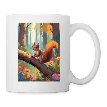 Eichhörnchen im Wald Grün - Tasse - Weiß - Rechts