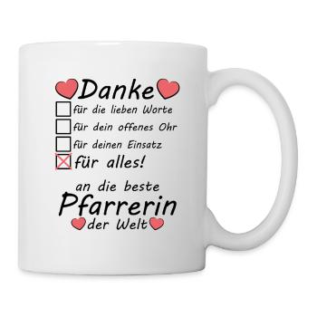Danke Dankeschön an Pfarrerin für Kommunion - Tasse - Weiß - Rechts