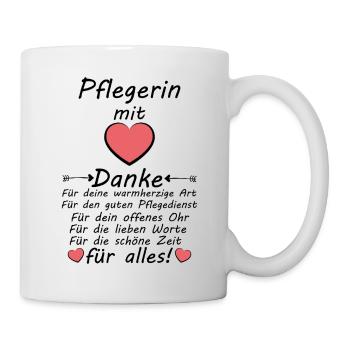 Danke sagen Dankeschön an Pflegedienst Pflegerin - Tasse - Weiß - Rechts
