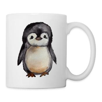 Small Cute Watercolor Penguin Hand Painted - Mug - white - Right