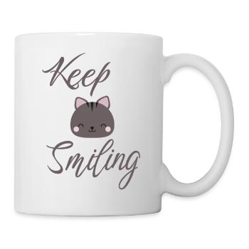 Keep smiling cute cat - Tasse - Weiß - Rechts