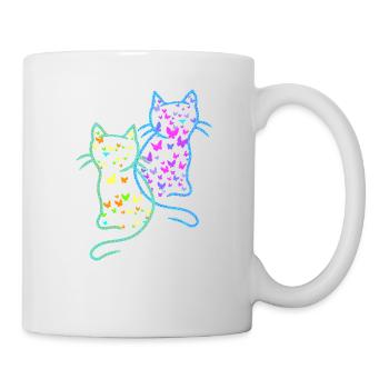 Printemps Été Chats Chat Papillons - Mug blanc - blanc - Droite