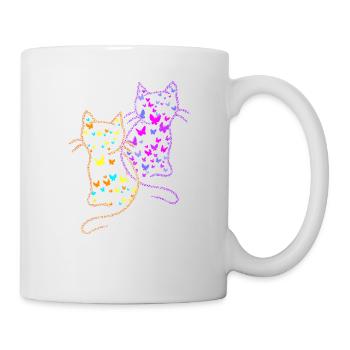 Années 80 Chats Chat Papillons Insectes - Mug blanc - blanc - Droite