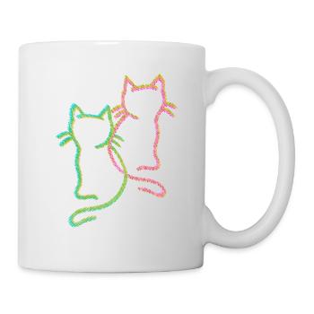 80er 90er Retro Vintage Katzen Katze Kätzchen - Tasse - Weiß - Rechts