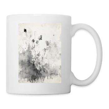 Abstrakte Aquarellmalerei - Tasse - Weiß - Rechts