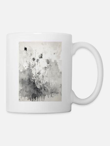Abstrakte Aquarellmalerei - Tasse - Weiß