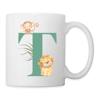 Lettre t vert animaux jungle - Mug blanc - blanc - Droite