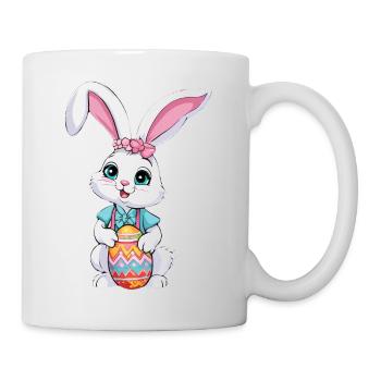 Easter bunny with Easter eggs - Mug - white - Right