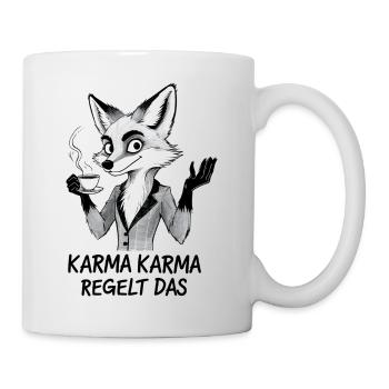 Karma Fuchs – Lustiges Spruch für Schlaue - Tasse - Weiß - Rechts