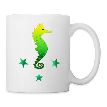 green seahorse seahorse learn to swim - Mug - white - Right