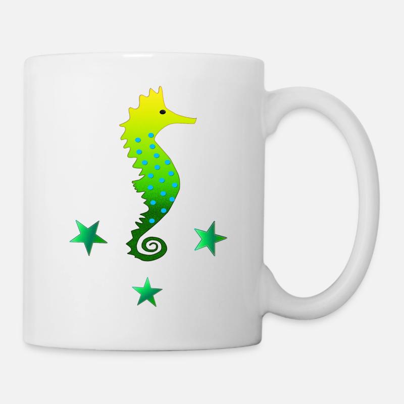 grünes Seepferdchen Seepferd schwimmen lernen - Tasse - Weiß