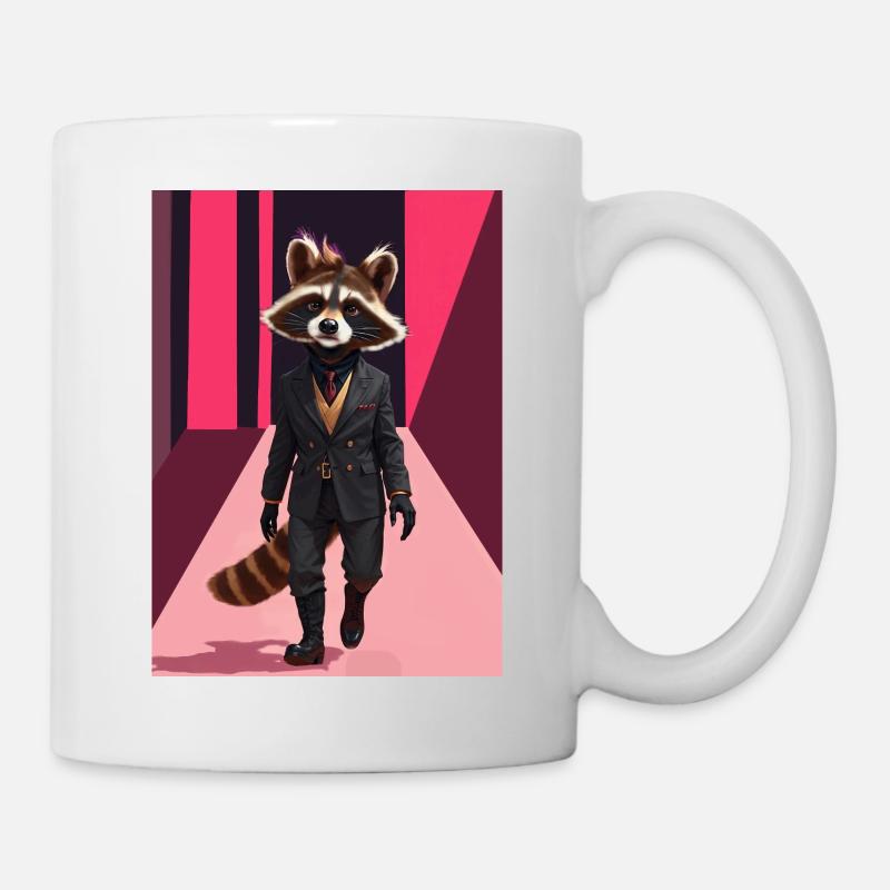 Le raton laveur punk dans le monde de la mode - Mug blanc - blanc