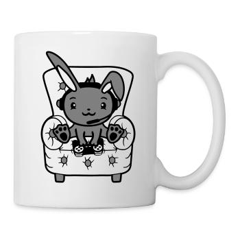 Hase spielt Controller Konsole Headset Gamer Nerd - Tasse - Weiß - Rechts