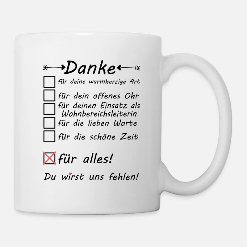 Wohnbereichsleiterin WBL Abschied Danke sagen - Tasse - Weiß