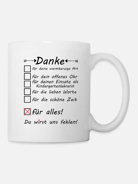 Abschiedsgeschenk Kindergartenlehrerin Abschied - Tasse - Weiß