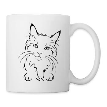 Outlined cute cat portrait - Mug - white - Right