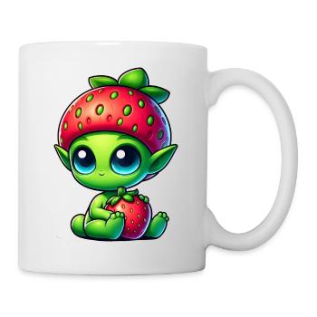 Bizarre Alien fraise chapeau dessin animé fruit - Mug blanc - blanc - Droite