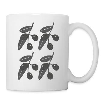 olivenzweige schwarz weiss - Tasse - Weiß - Rechts