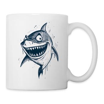 A cheeky, laughing shark - Mug - white - Right