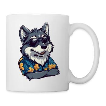 Wolf Comic Lustig Sommer - Tasse - Weiß - Rechts