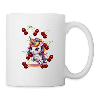 80er 90er Einhorn Einhörner Kirschen Retro Sommer - Tasse - Weiß - Rechts