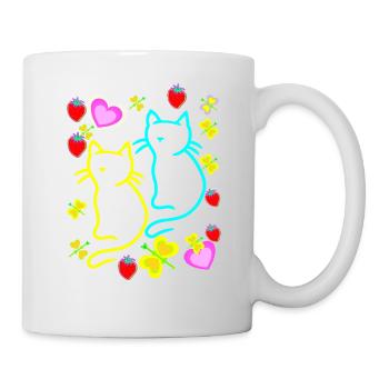 Kinder Kind Kleinkinder Sommer Retro Katzen 80er - Tasse - Weiß - Rechts