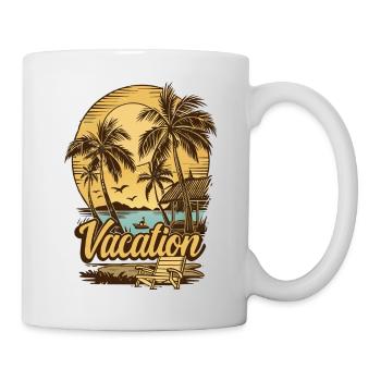 Ambiance de vacances - Illustration de plage vintage - Mug blanc - blanc - Droite