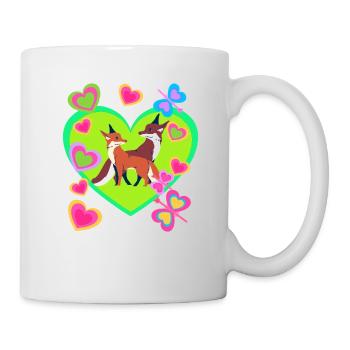 Renard Renards Rétro Enfants Animaux des bois - Mug blanc - blanc - Droite