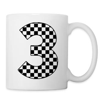 Numéro 3 à carreaux - Mug blanc - blanc - Droite