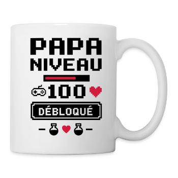 Papa niveau 100 Geek Gamer Gaming fête des pères - Mug blanc - blanc - Droite