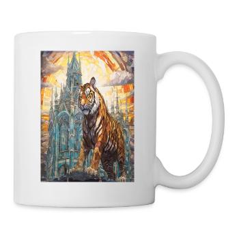 Tiger majestätisch vor Kathedrale - Tasse - Weiß - Rechts