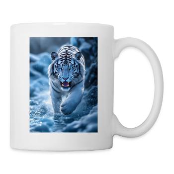 Weisser Tiger läuft durch Bachlauf - Tasse - Weiß - Rechts