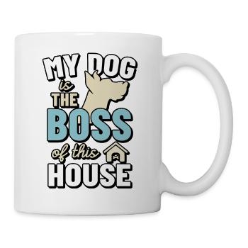My dog rules in my house - Mug - white - Right