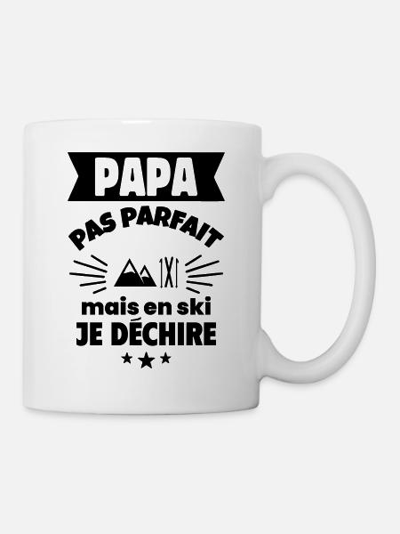 Papa pas parfait ski cadeau fête des pères - Mug blanc - blanc
