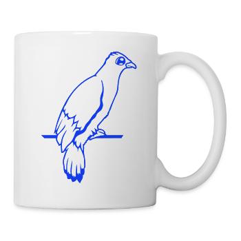 Bird Raven Dove Sitting Cable Hawk Eagle Birdie - Mug - white - Right