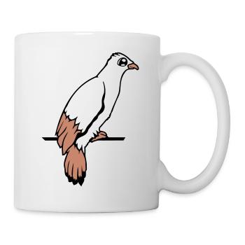 Bird Raven Dove Sitting Cable Hawk Eagle Birdie - Mug - white - Right