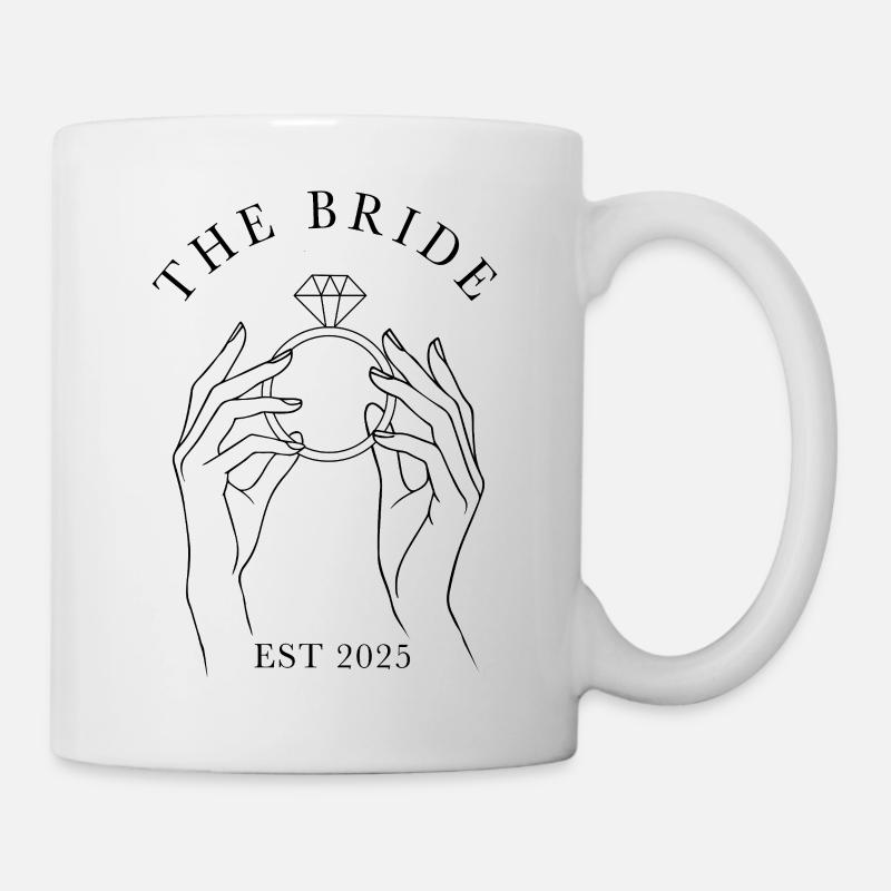 Hände mit Ring - The Bride, est 2025 - Tasse - Weiß