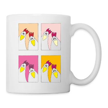 lustige hühner popart - Tasse - Weiß - Rechts