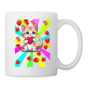 des années 80 Teen Été Fraise Chat Chats Enfant Coeur - Mug blanc - blanc - Droite