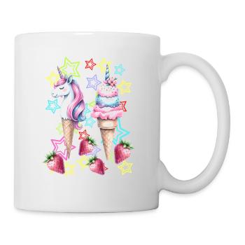 80er Eis Eiskrem Eiscrem Teenie Mädchen Einhorn - Tasse - Weiß - Rechts