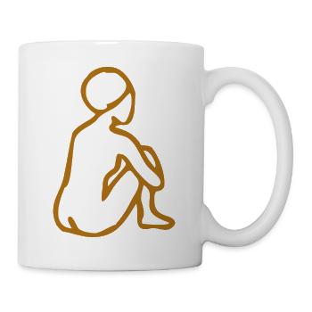 Afro Frau Line Art – Minimalistische One-Line - Tasse - Weiß - Rechts