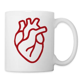 Minimalistisches Herzmotiv mit dicker Linie - Tasse - Weiß - Rechts