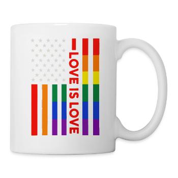 Patriotic Rainbow "Love Is Love" Flag - Mug - white - Right