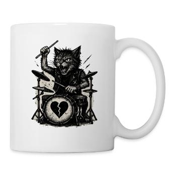 Katze spielt Schlagzeug Punk Rock Music - Tasse - Weiß - Rechts