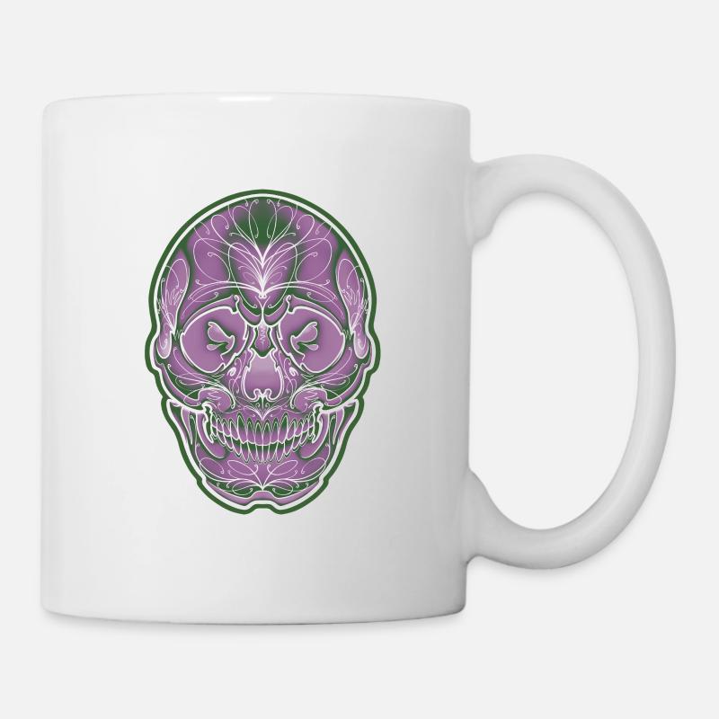 lila Totenschädel von Owan - Tasse - Weiß