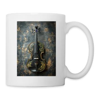 Élégance ornementée – Art du violon noir et or - Mug blanc - blanc - Droite