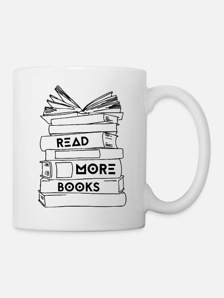 Read more books - Bücherstapel - Tasse - Weiß