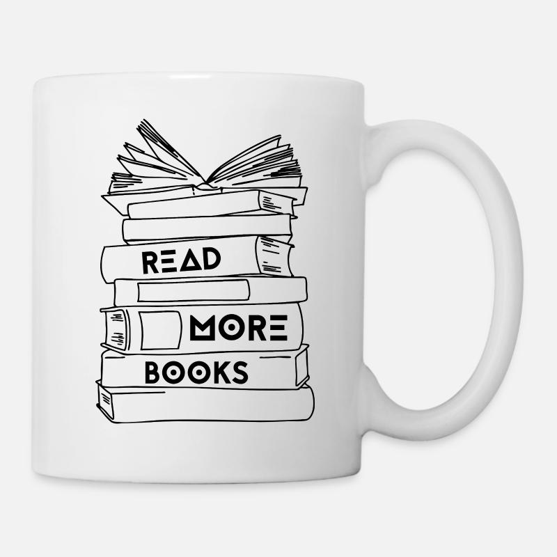Lire plus de livres - Bücherstapel - Mug blanc - blanc