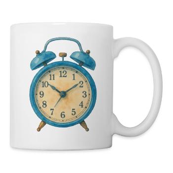 wecker uhr aquarell - Tasse - Weiß - Rechts
